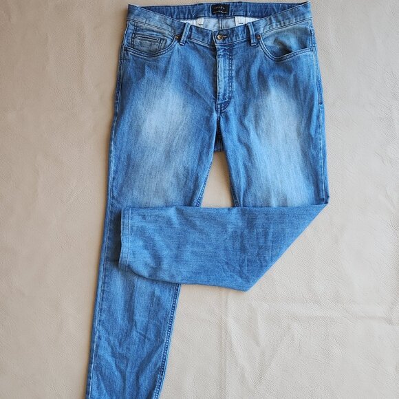 HILTL Dude Straight Slim Fit Jeans Stretch 5 Pocket Meduim Wash Blue - Picture 1 of 11